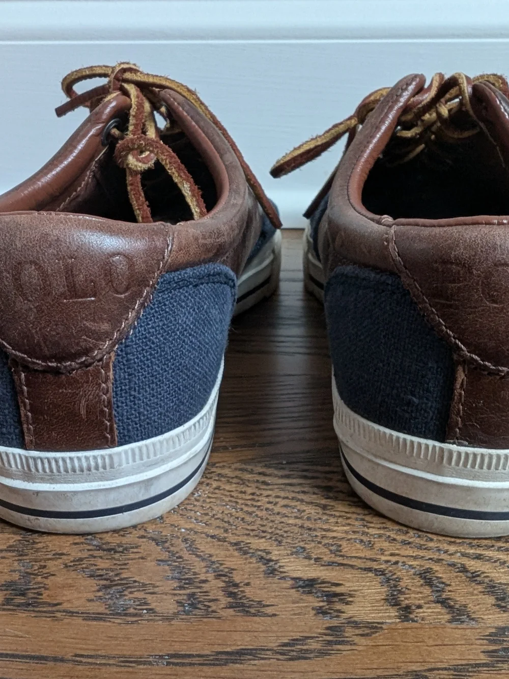Polo Ralph Lauren Vaughn Saddle Sneaker Men's Size 7D Flax Linen Leather Blue